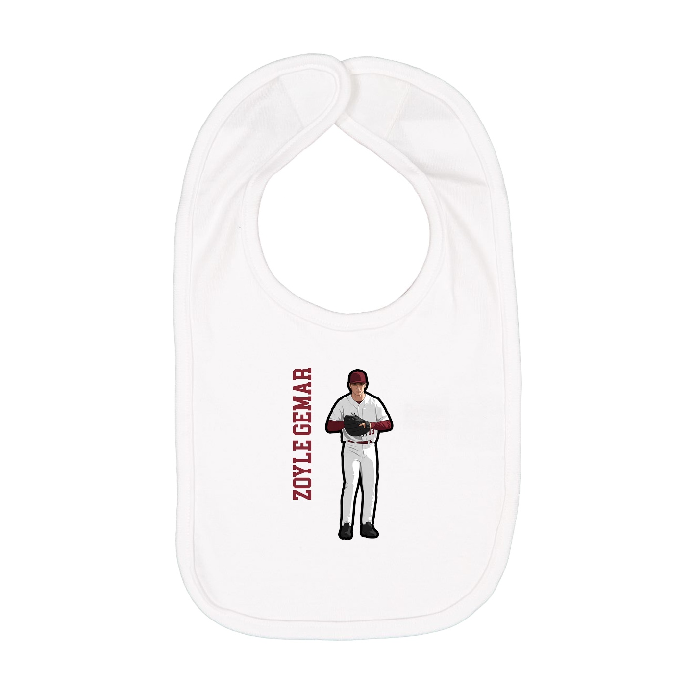Infant Bib — Name Vertical in White