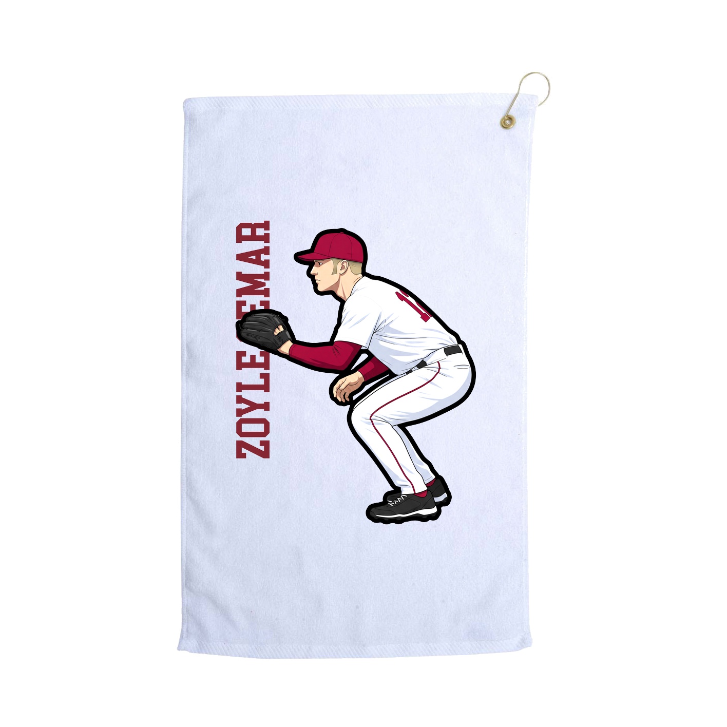 Golf Towel — Name Vertical in White