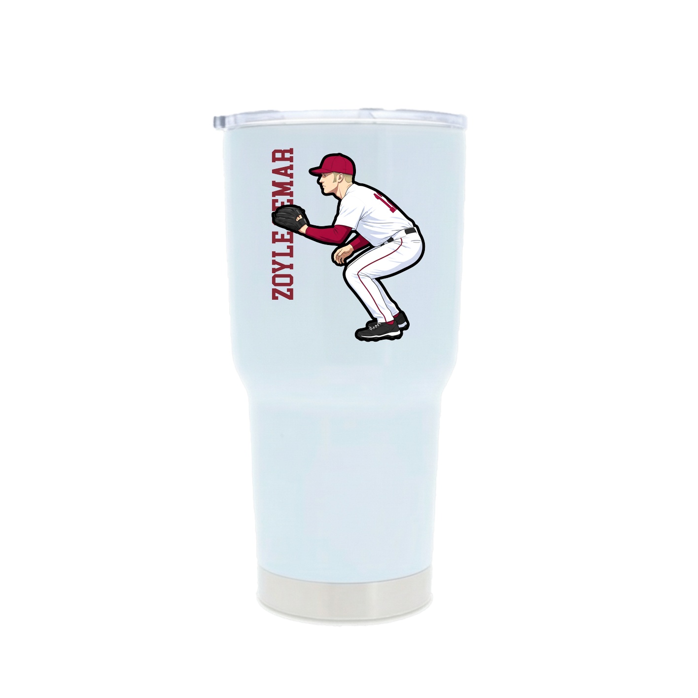 30oz Stainless Steel Tumbler — Name Vertical in White