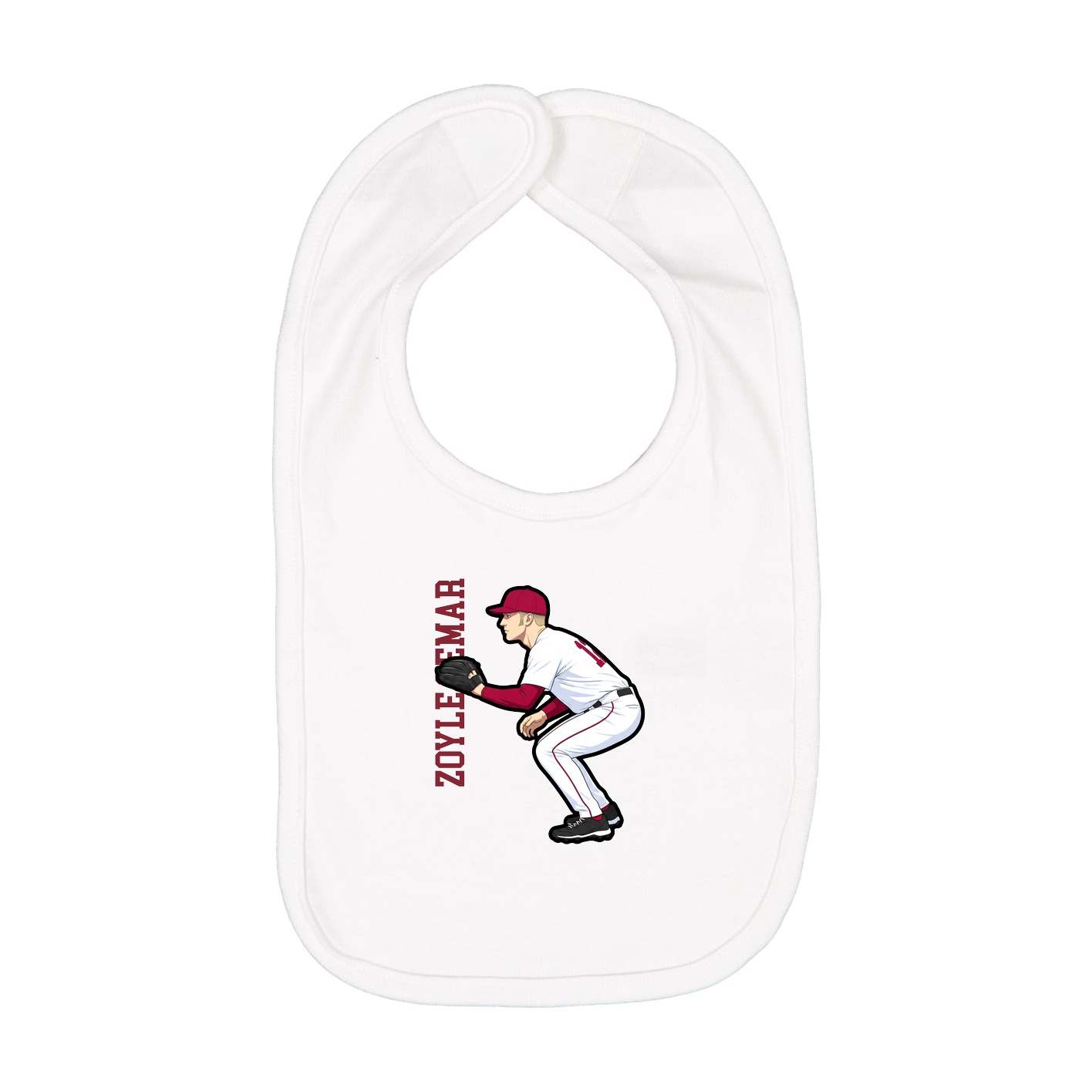 Infant Bib — Name Vertical in White
