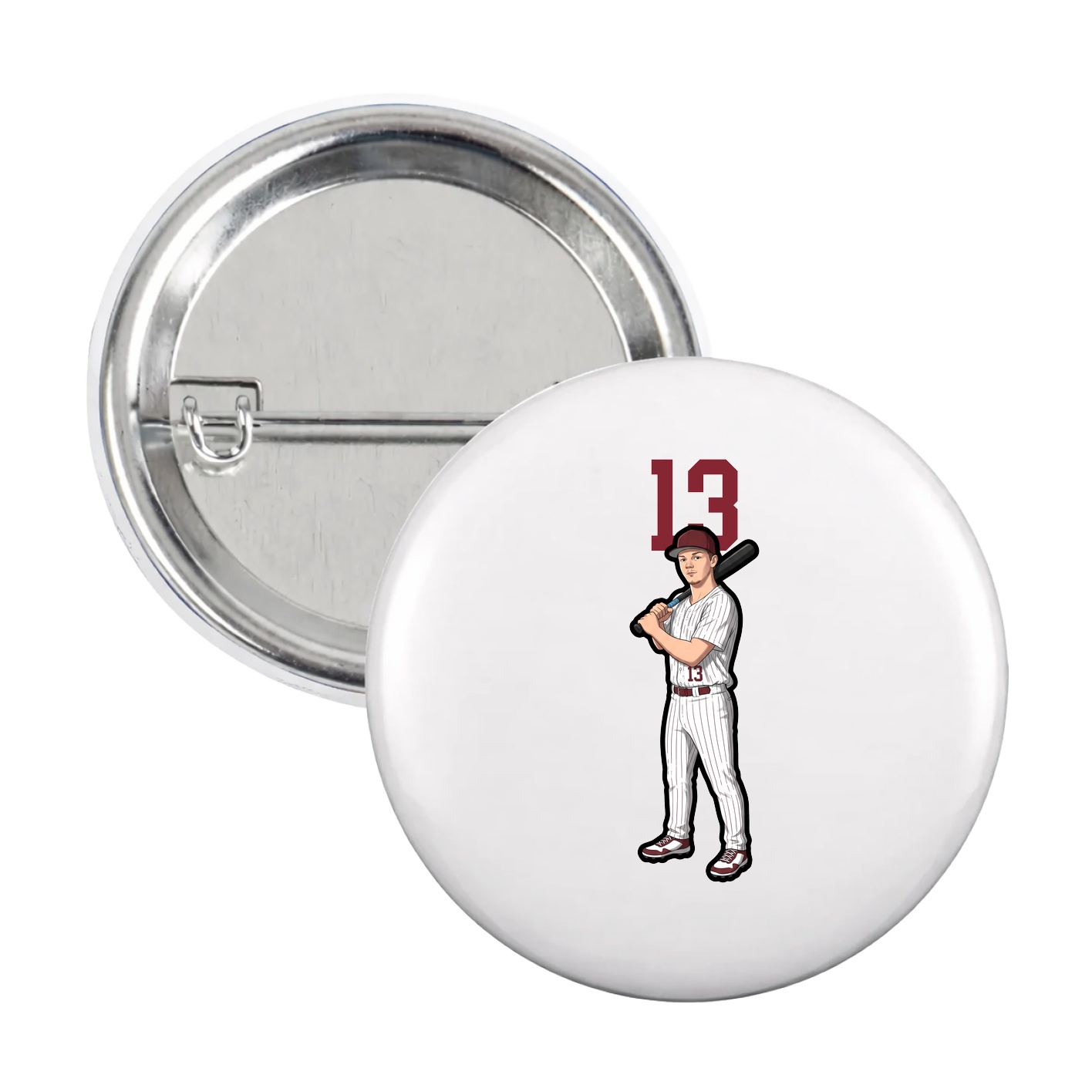 Game Day Button — Number Top in White