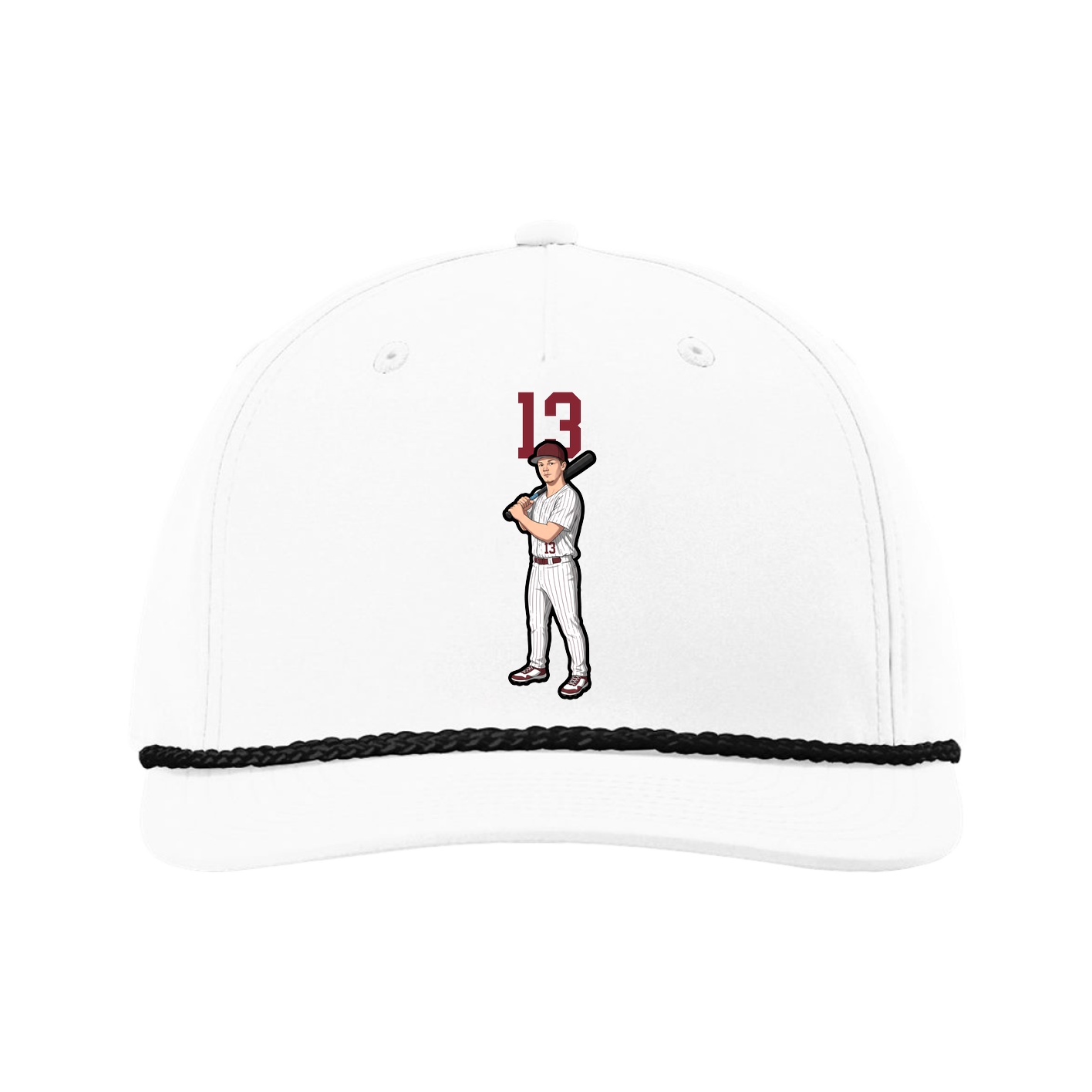 Five-Panel Classic Rope Cap — Number Top in White