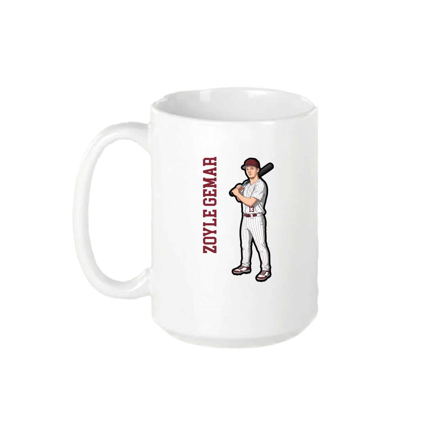15oz Coffee Mug — Name Vertical in White