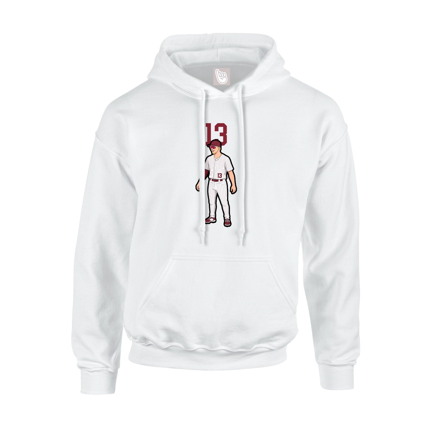 Youth Hoodie — Number Top in White