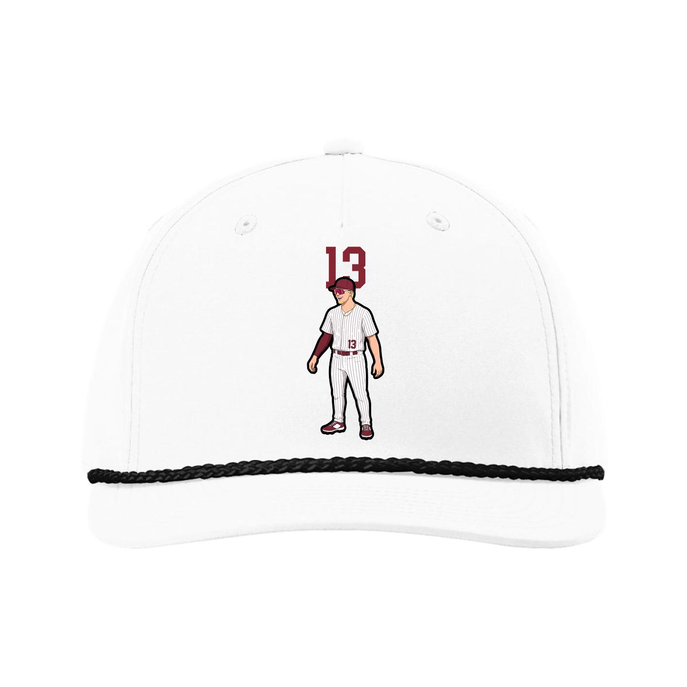 Five-Panel Classic Rope Cap — Number Top in White