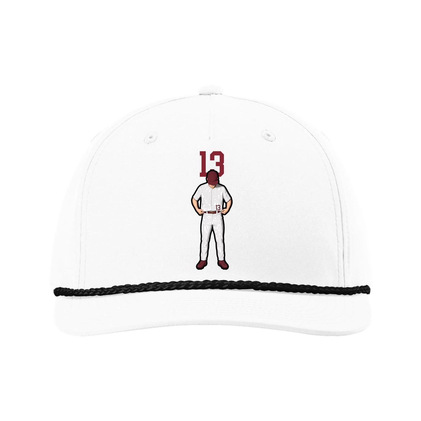 Five-Panel Classic Rope Cap — Number Top in White