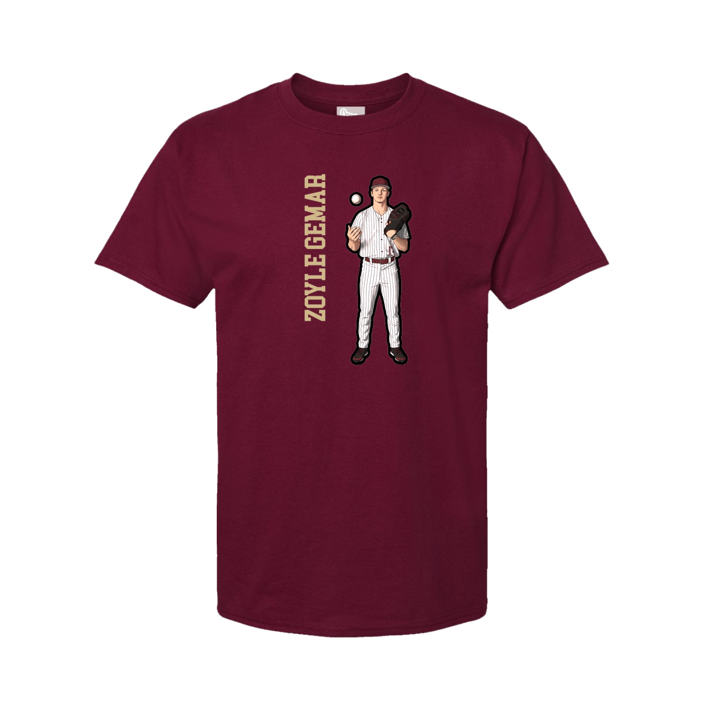 Youth Tee — Name Vertical in Cardinal