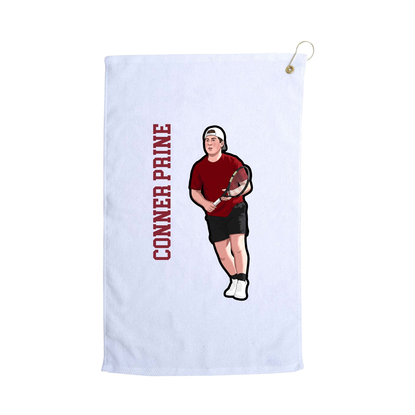 Golf Towel — Name Vertical in White