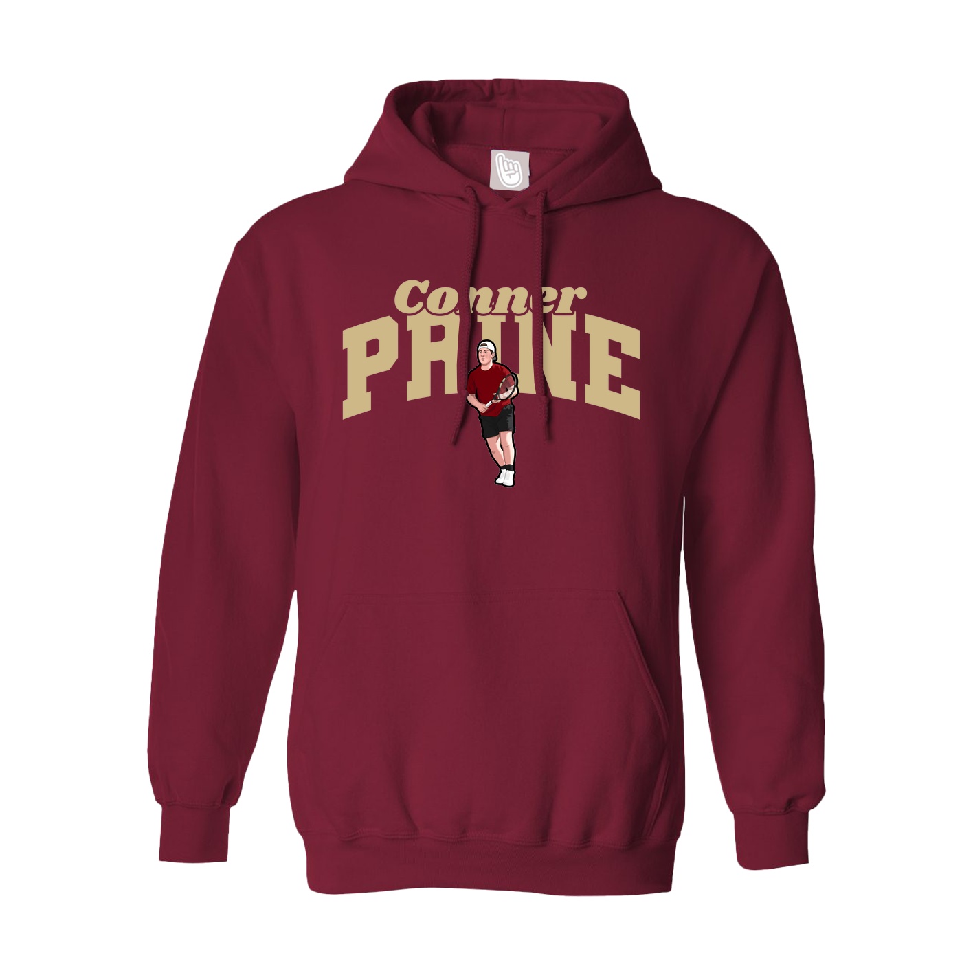 Hoodie — Signature Arch in Cardinal