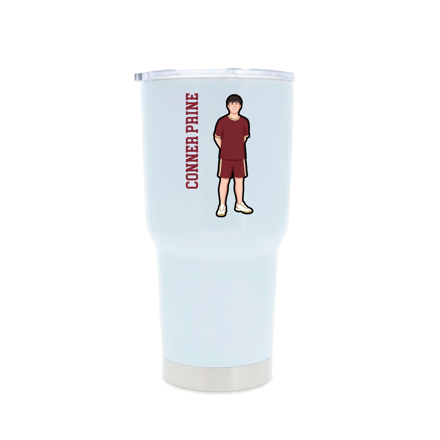30oz Stainless Steel Tumbler — Name Vertical in White