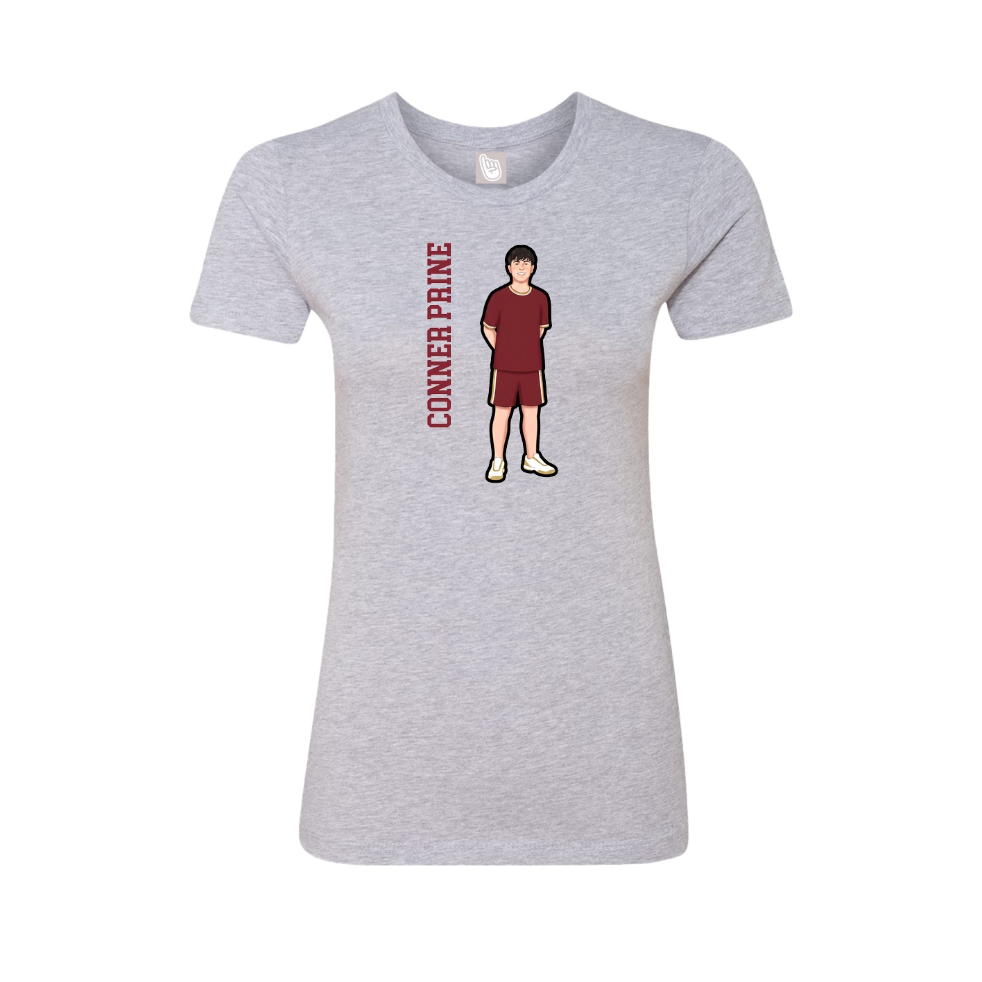 Fitted Women's Tee — Name Vertical in Grey
