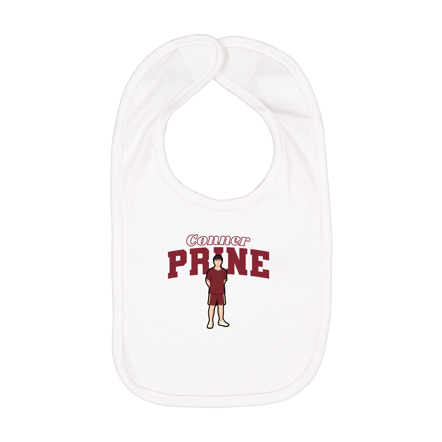 Infant Bib — Name Arch in White