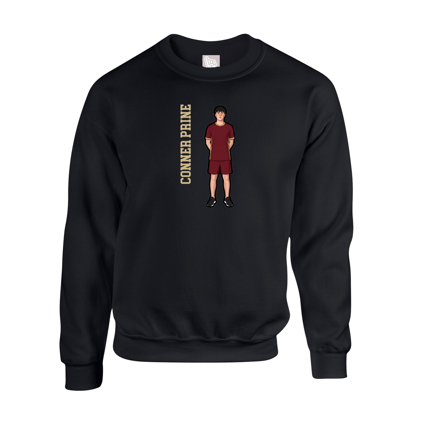 Fleece Crew — Name Vertical in Black