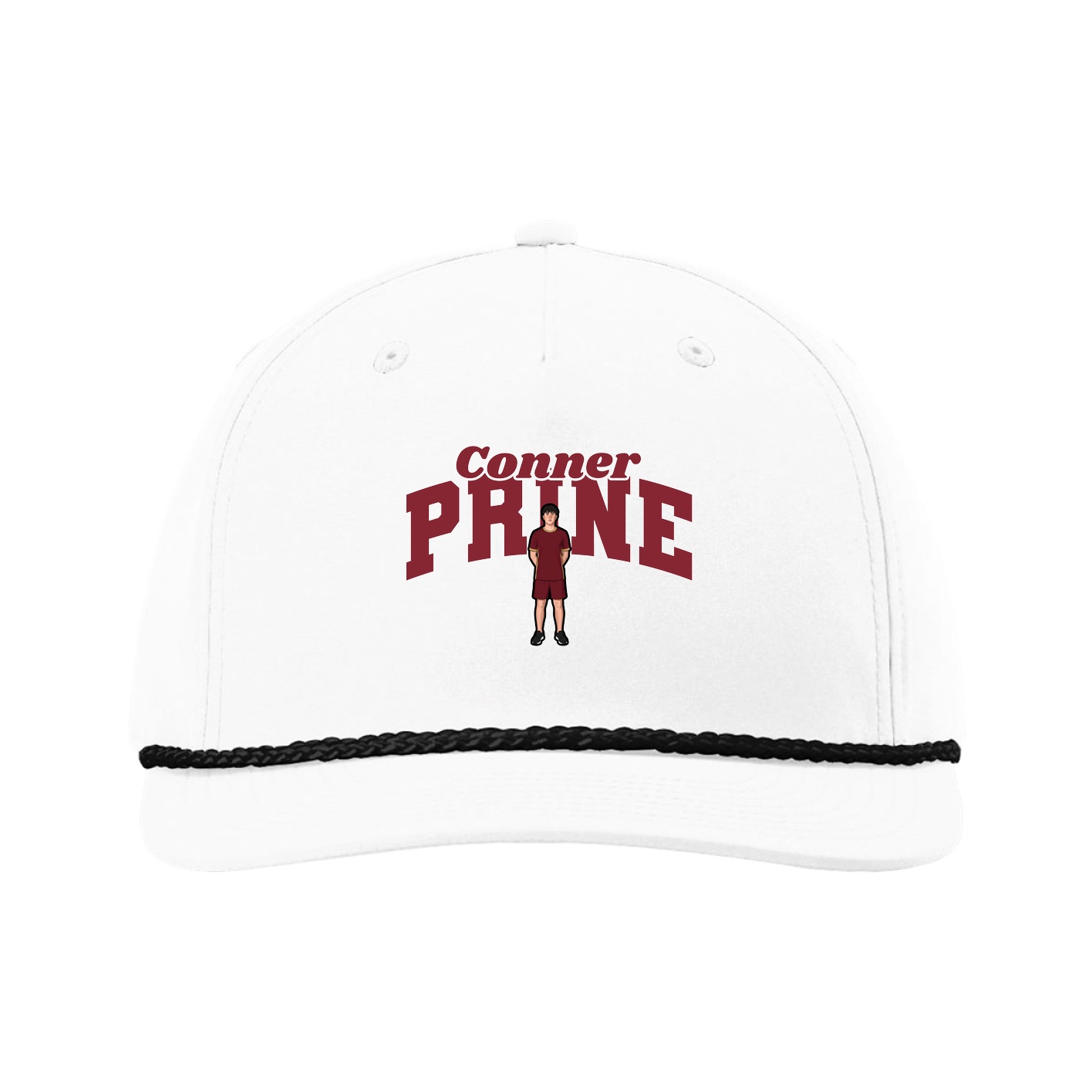 Five-Panel Classic Rope Cap — Signature Arch in White
