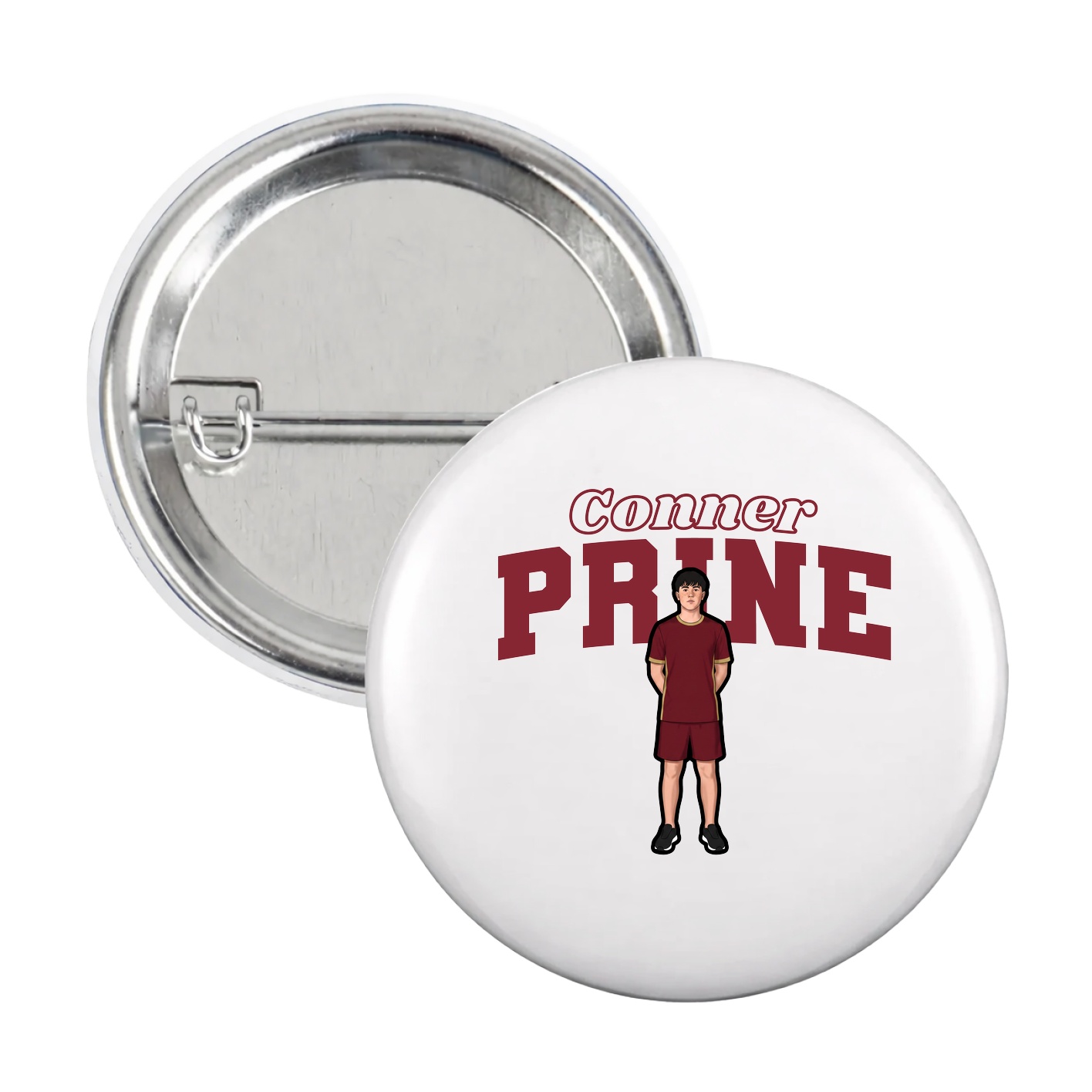 Game Day Button — Name Arch in White