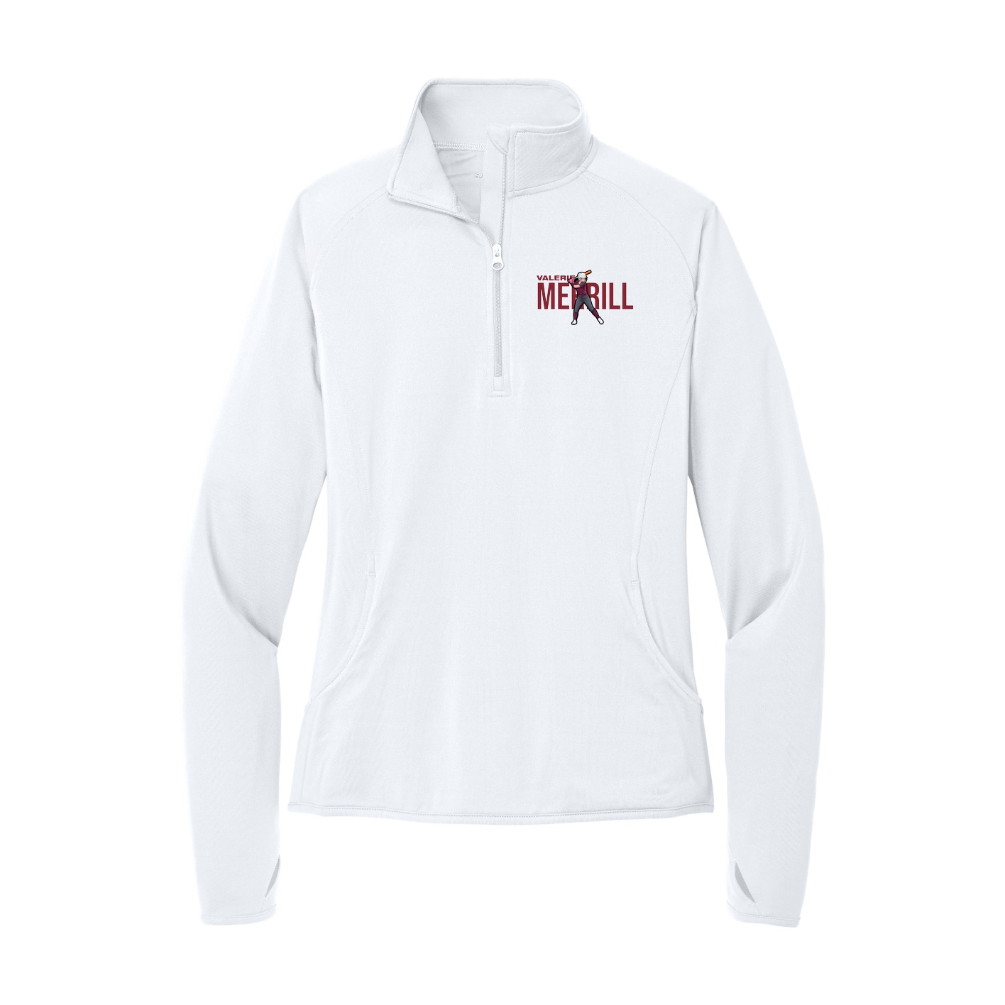 Women's Q-Zip Pullover — Player Name in White