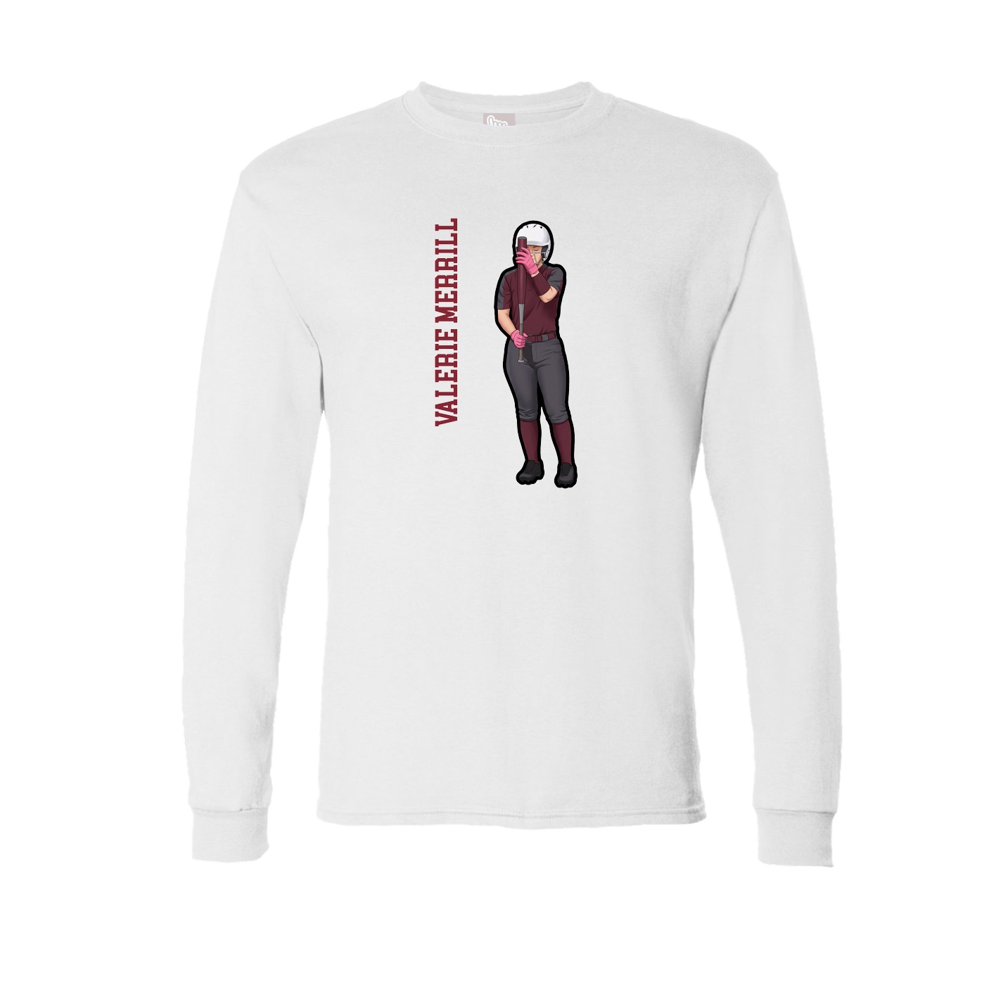 Long Sleeve Tee — Name Vertical in White