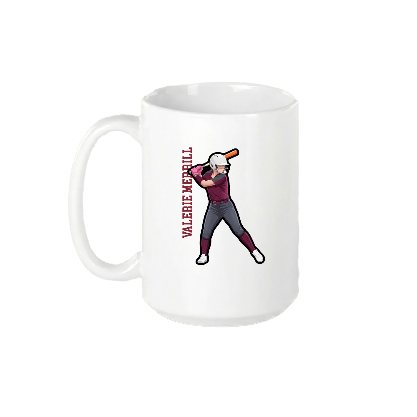 15oz Coffee Mug — Name Vertical in White
