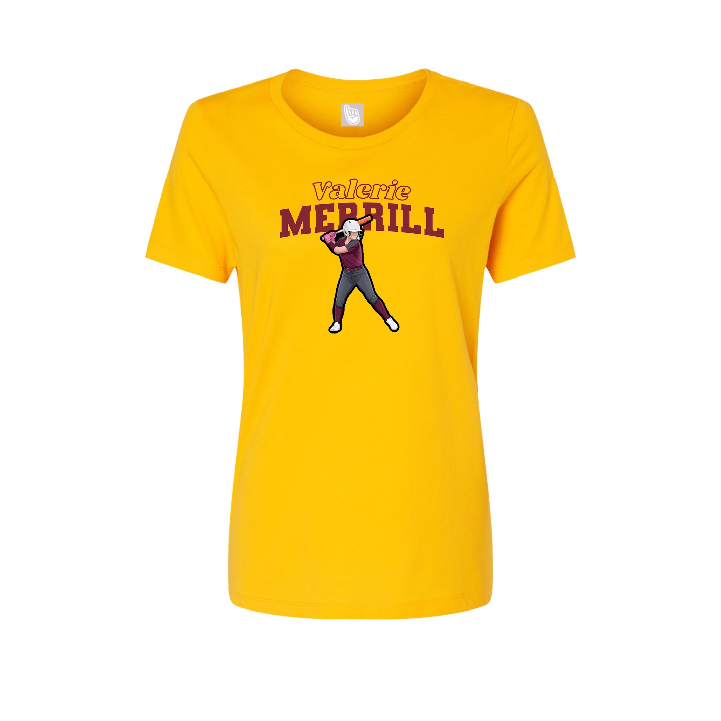 Fitted Women's Tee — Name Arch in Gold
