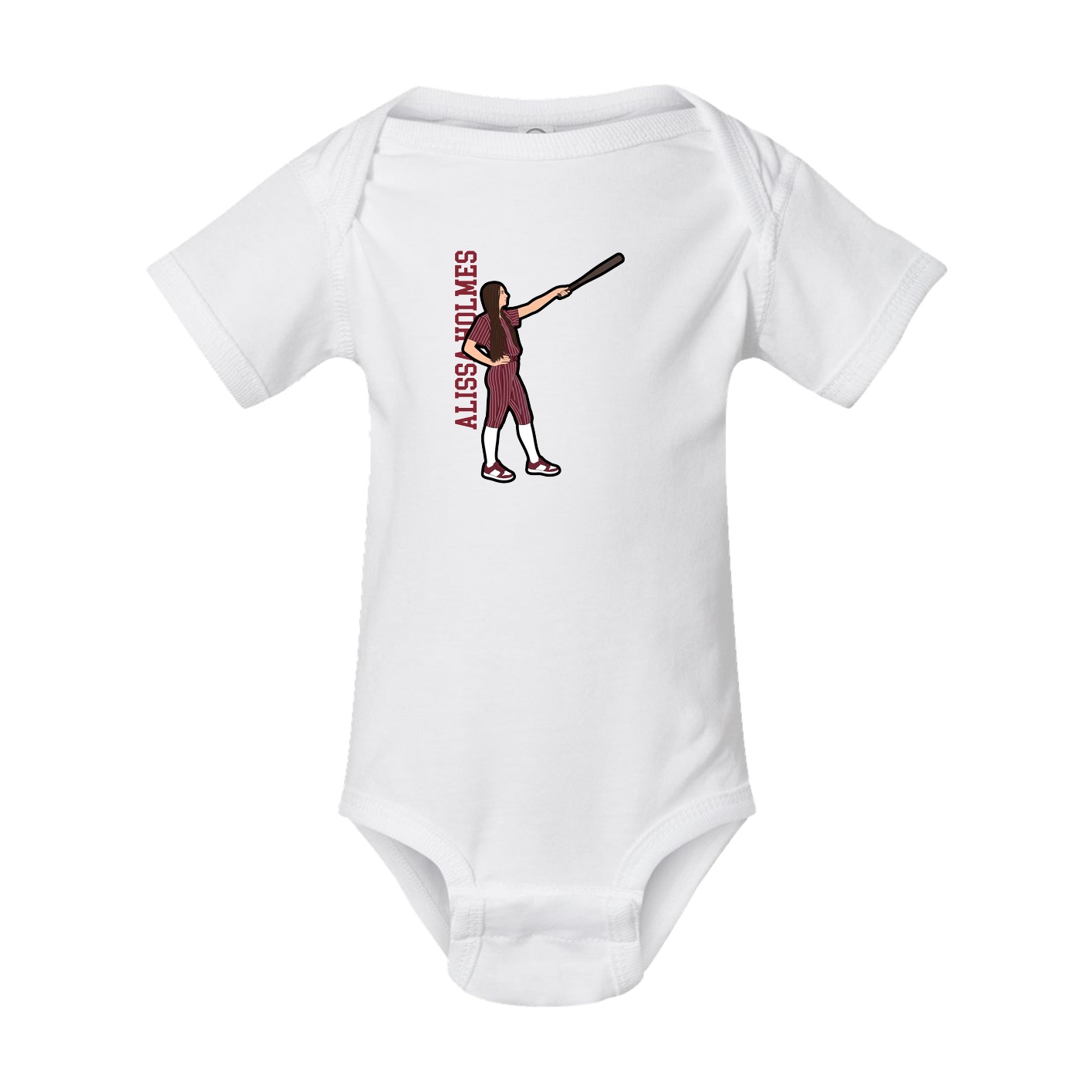 Baby Onesie — Name Vertical in White