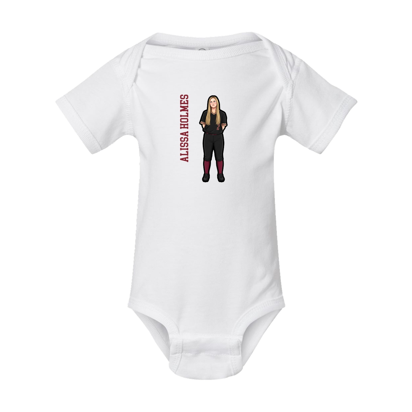 Baby Onesie — Name Vertical in White