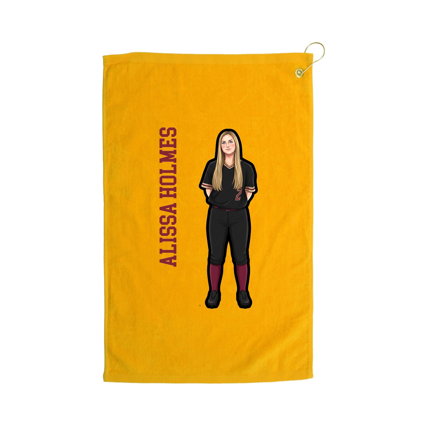 Golf Towel — Name Vertical in Gold