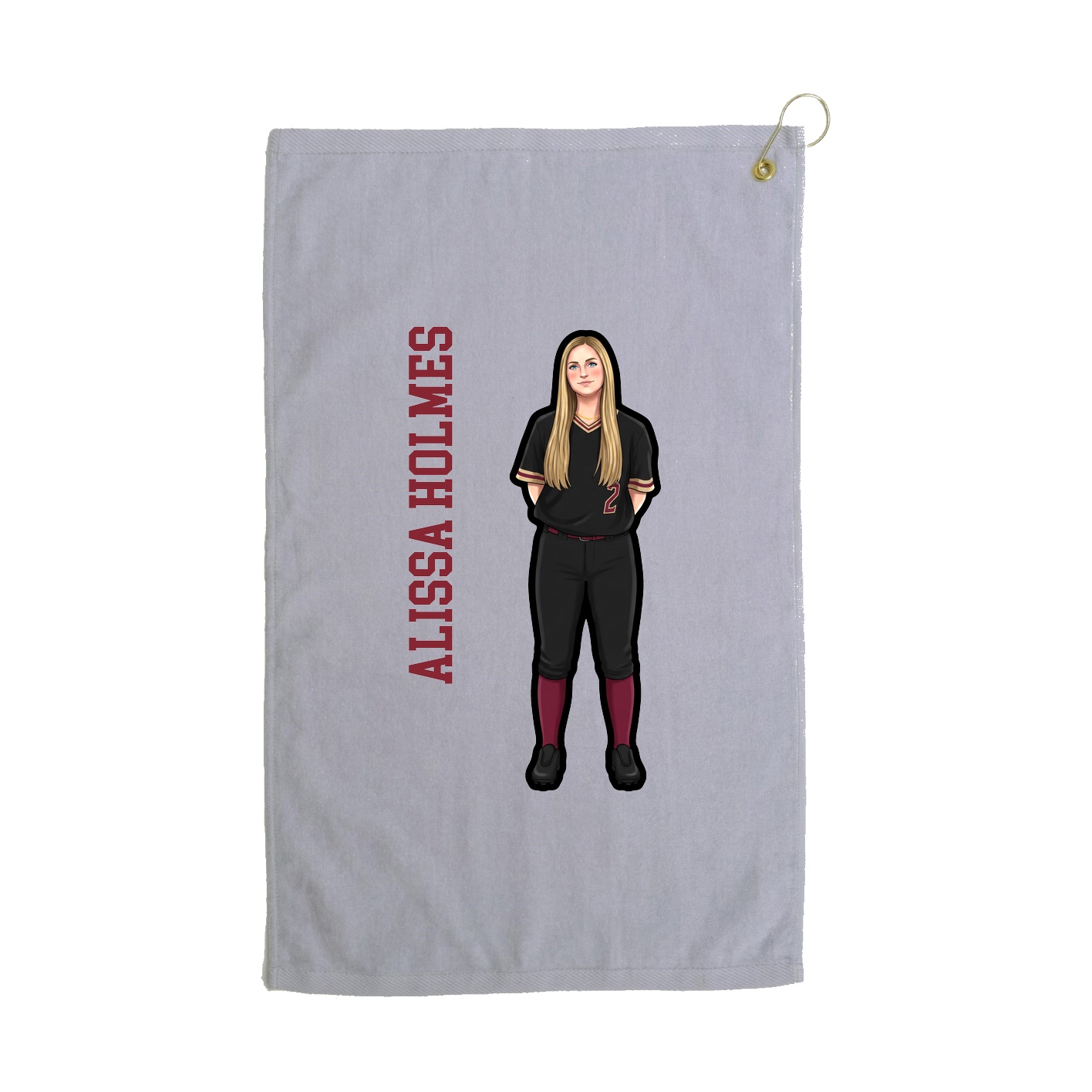 Golf Towel — Name Vertical in Grey