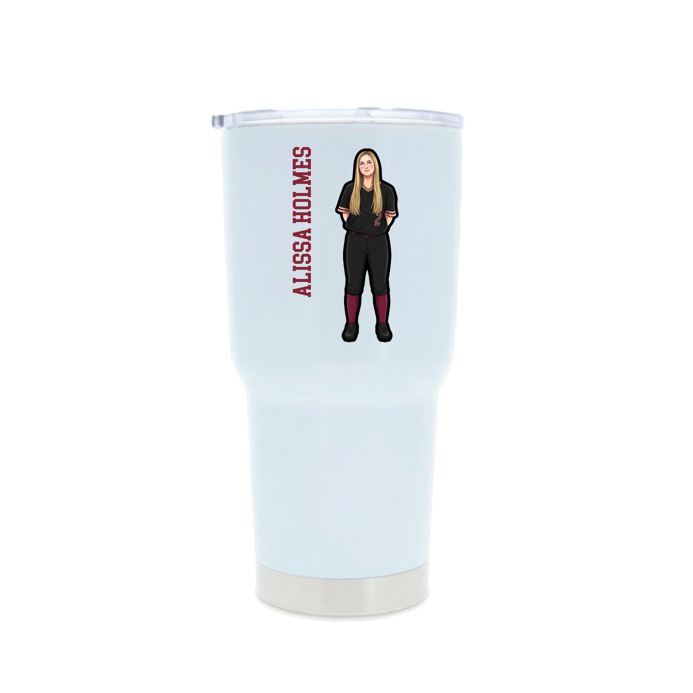 30oz Stainless Steel Tumbler — Name Vertical in White