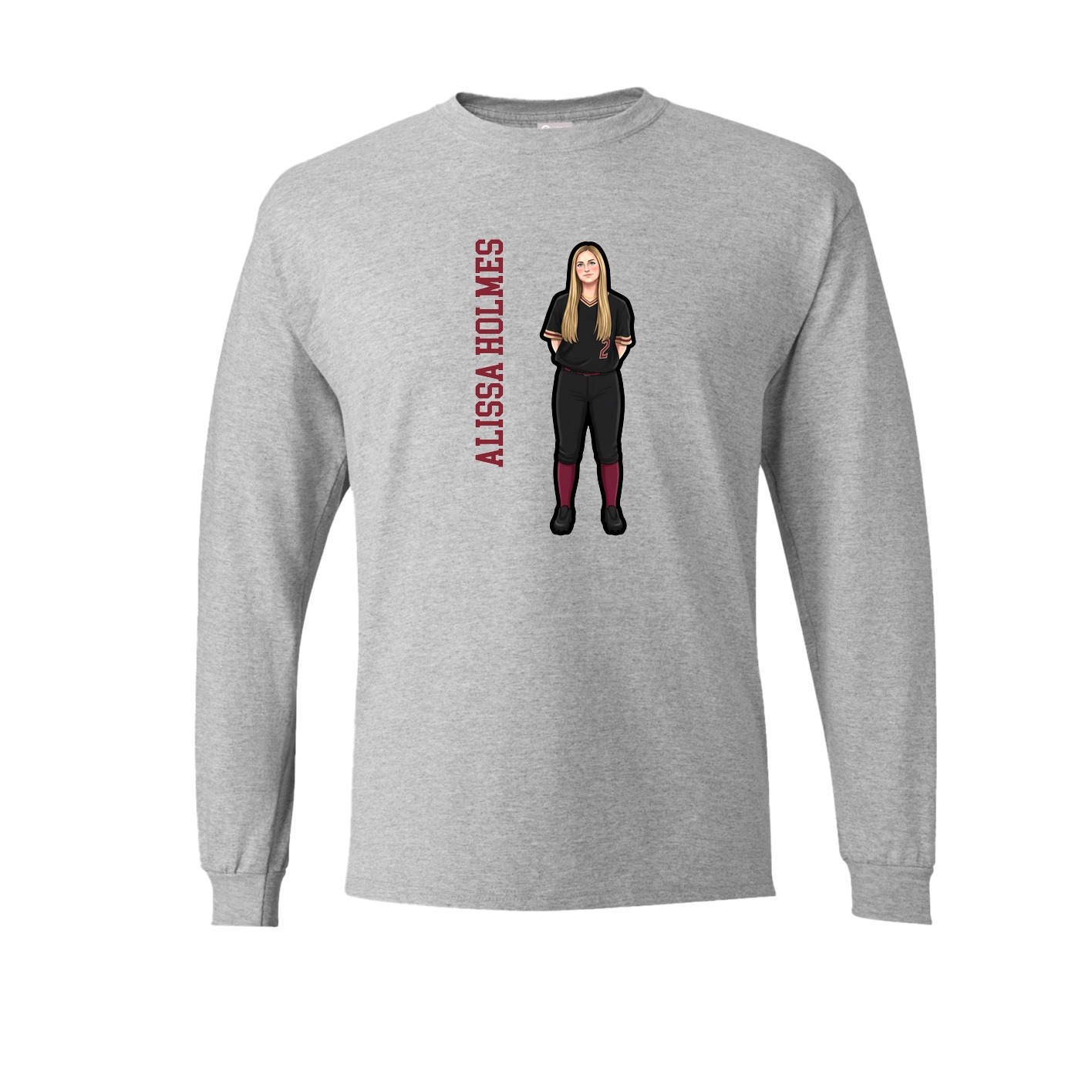 Long Sleeve Tee — Name Vertical in Grey