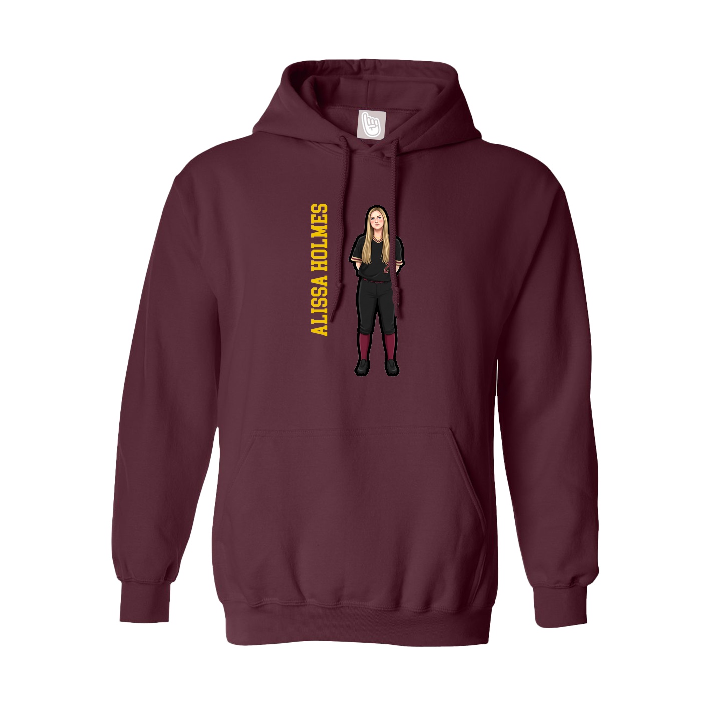 Hoodie — Name Vertical in Maroon