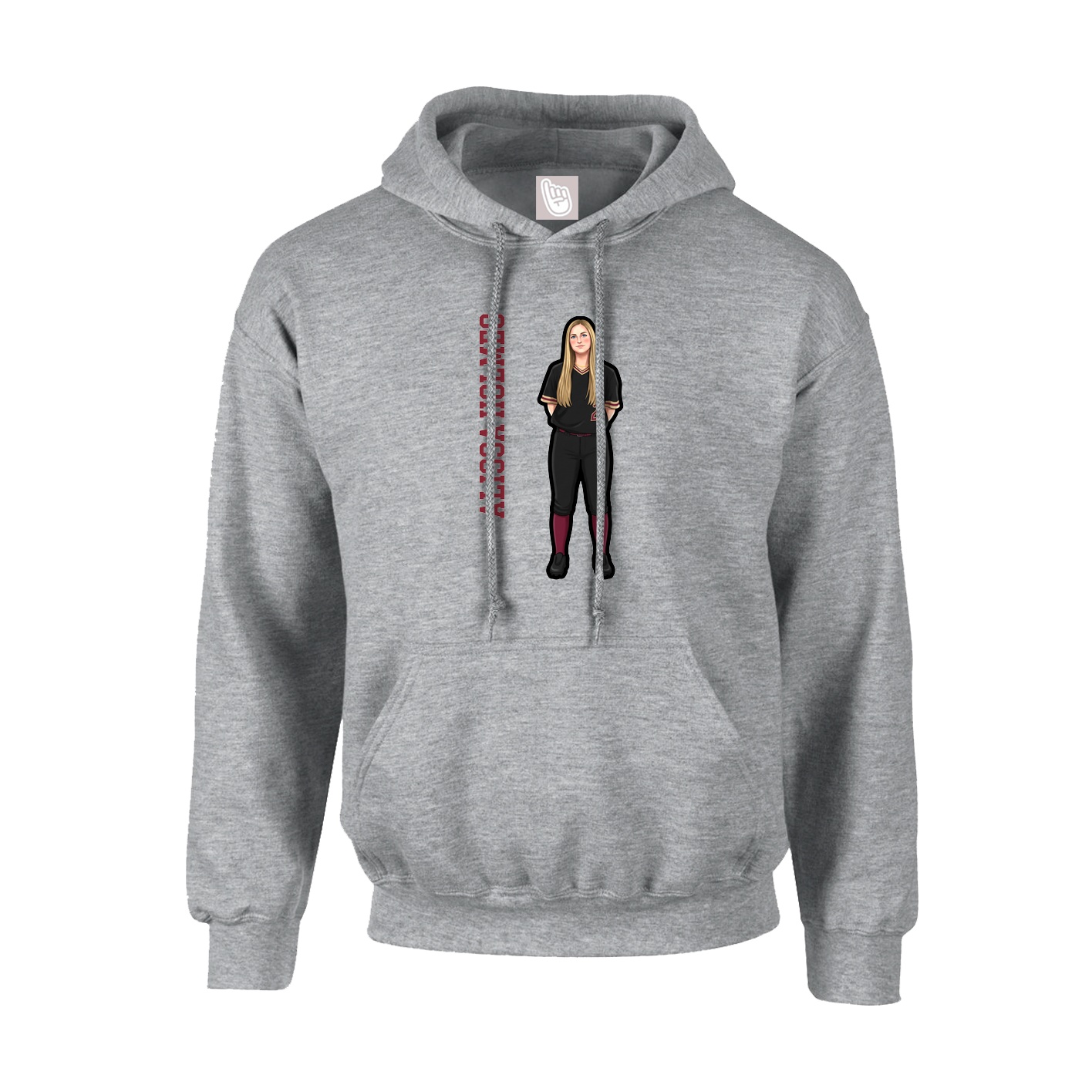 Youth Hoodie — Name Vertical in Grey