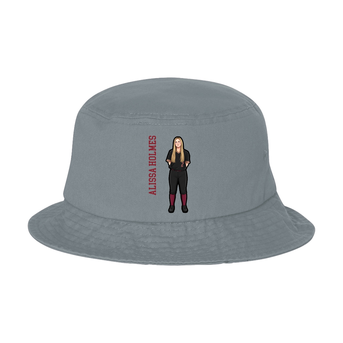 Bucket Cap — Name Vertical in Grey