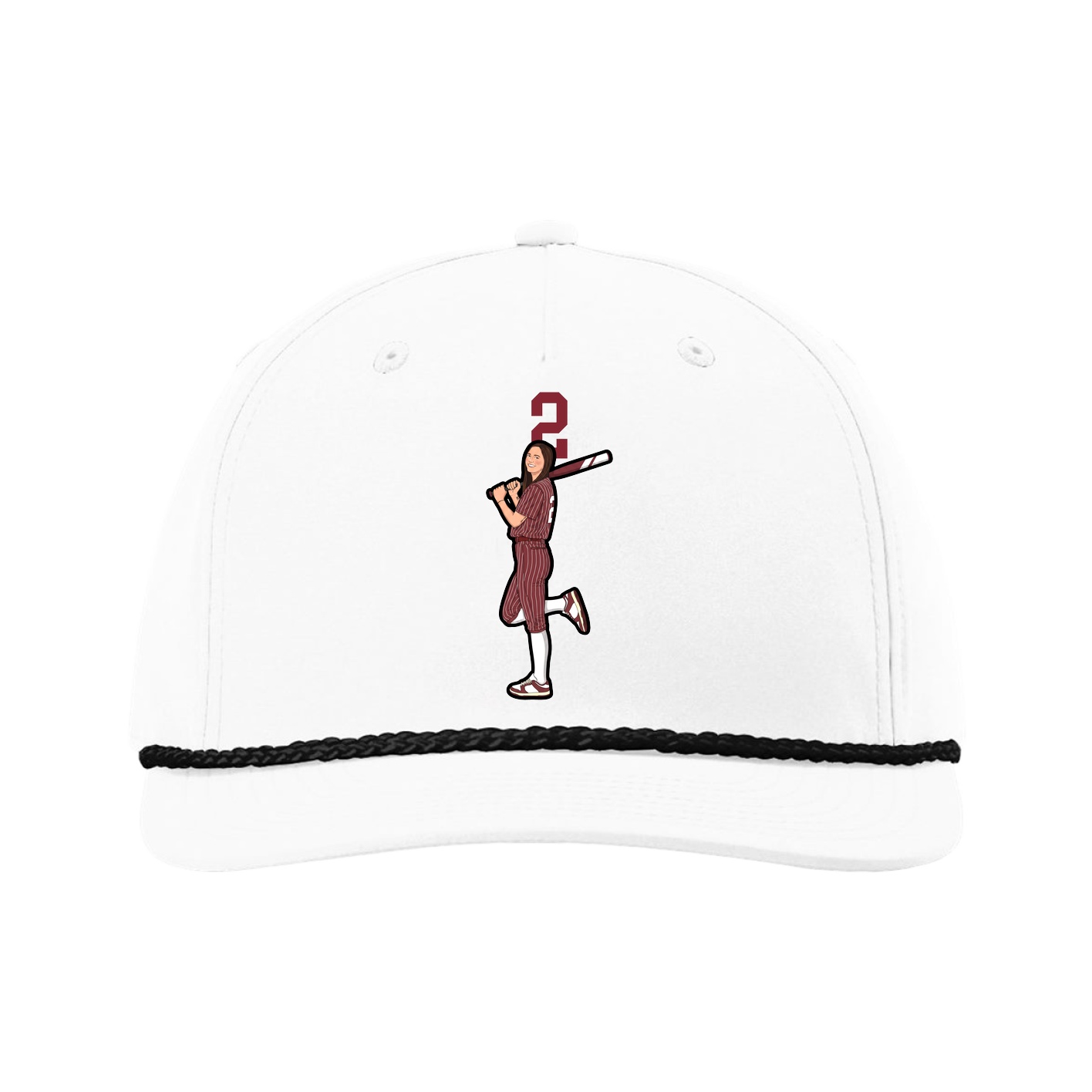 Five-Panel Classic Rope Cap — Number Top in White