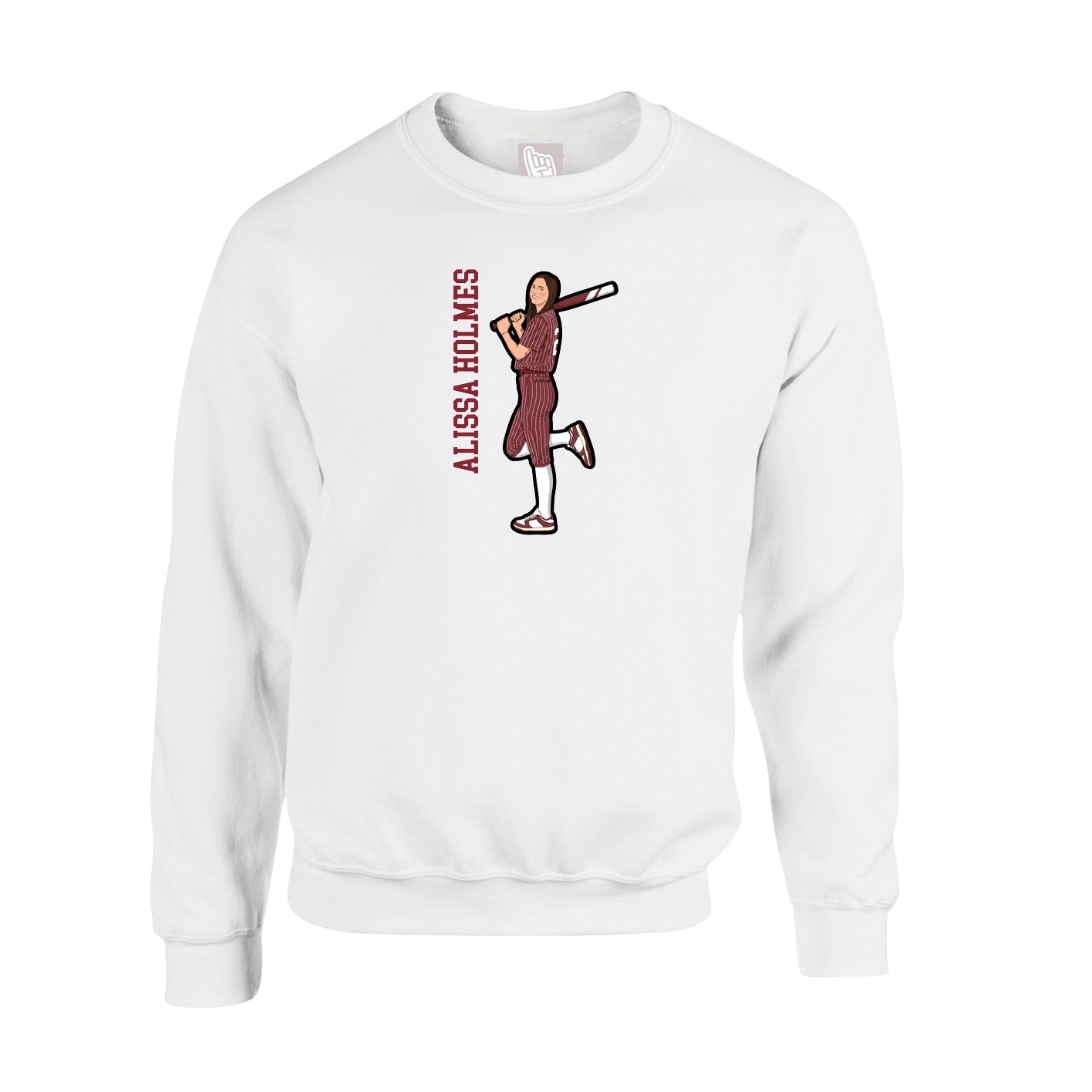 Fleece Crew — Name Vertical in White
