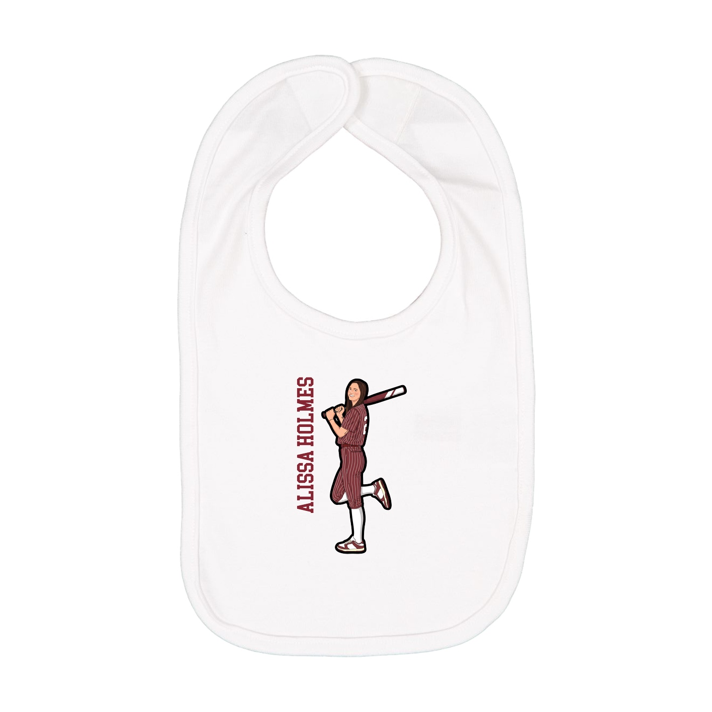 Infant Bib — Name Vertical in White