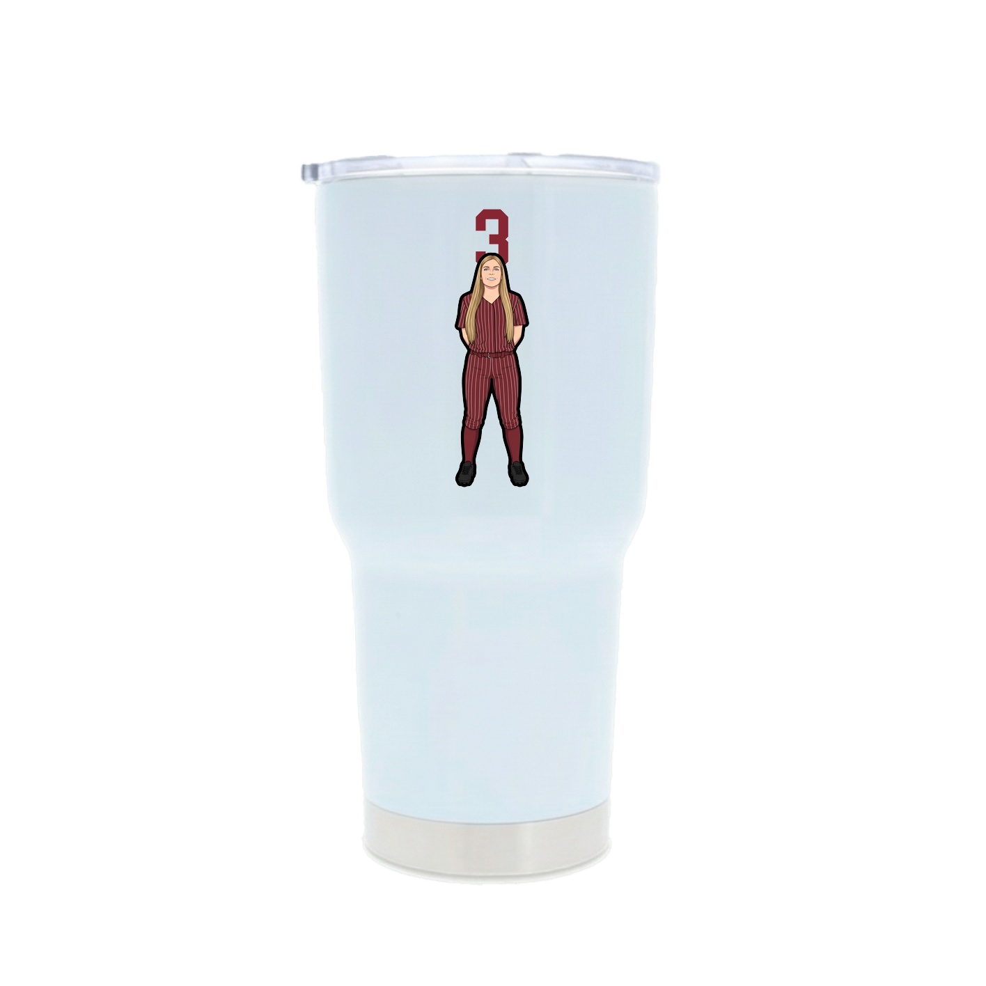 30oz Stainless Steel Tumbler — Number Top in White