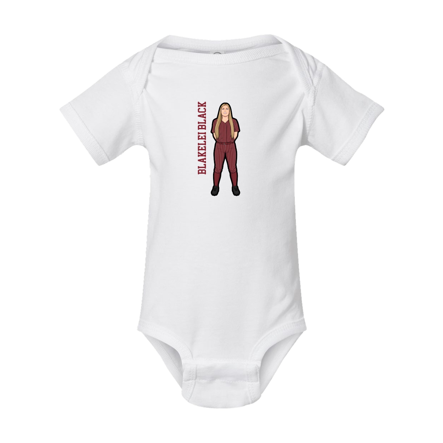 Baby Onesie — Name Vertical in White