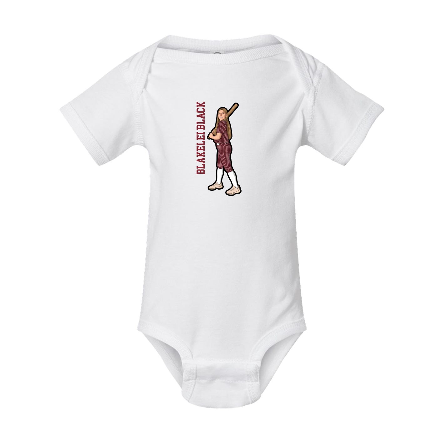 Baby Onesie — Name Vertical in White