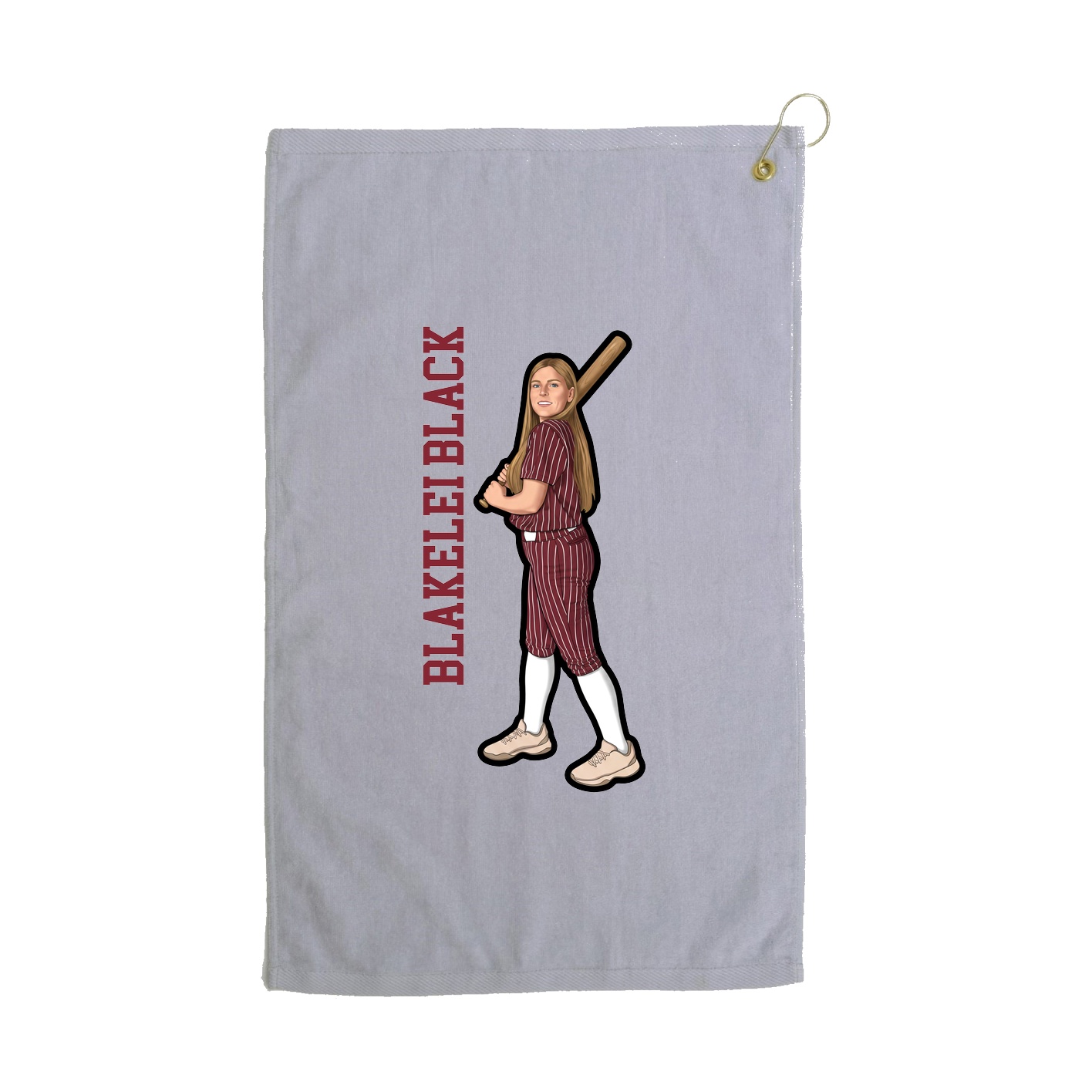 Golf Towel — Name Vertical in Grey