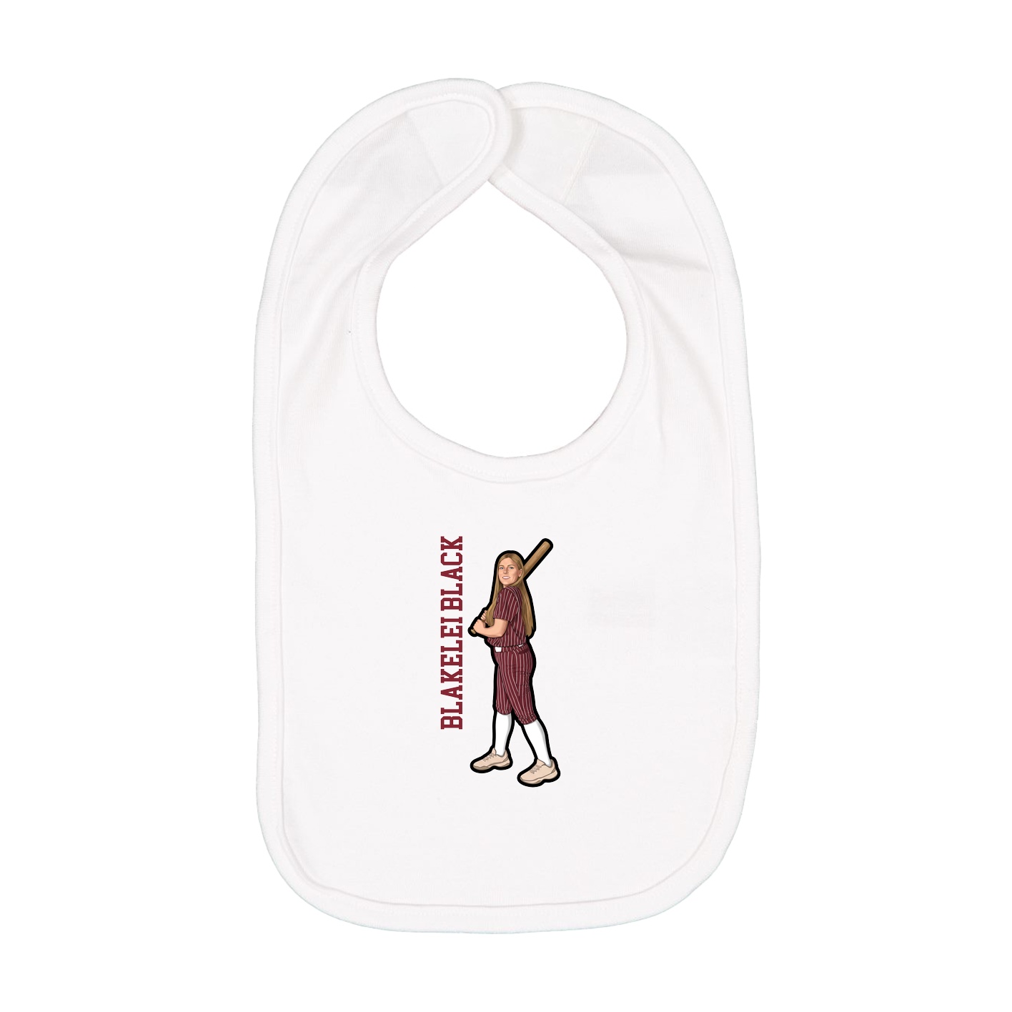 Infant Bib — Name Vertical in White