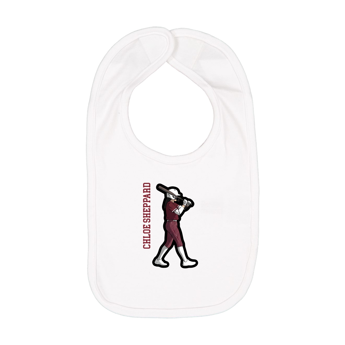 Infant Bib — Name Vertical in White