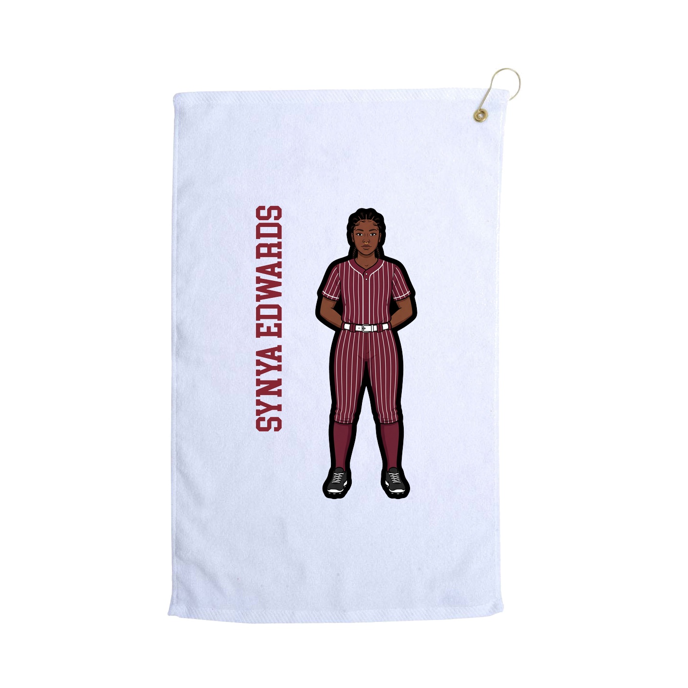 Golf Towel — Name Vertical in White