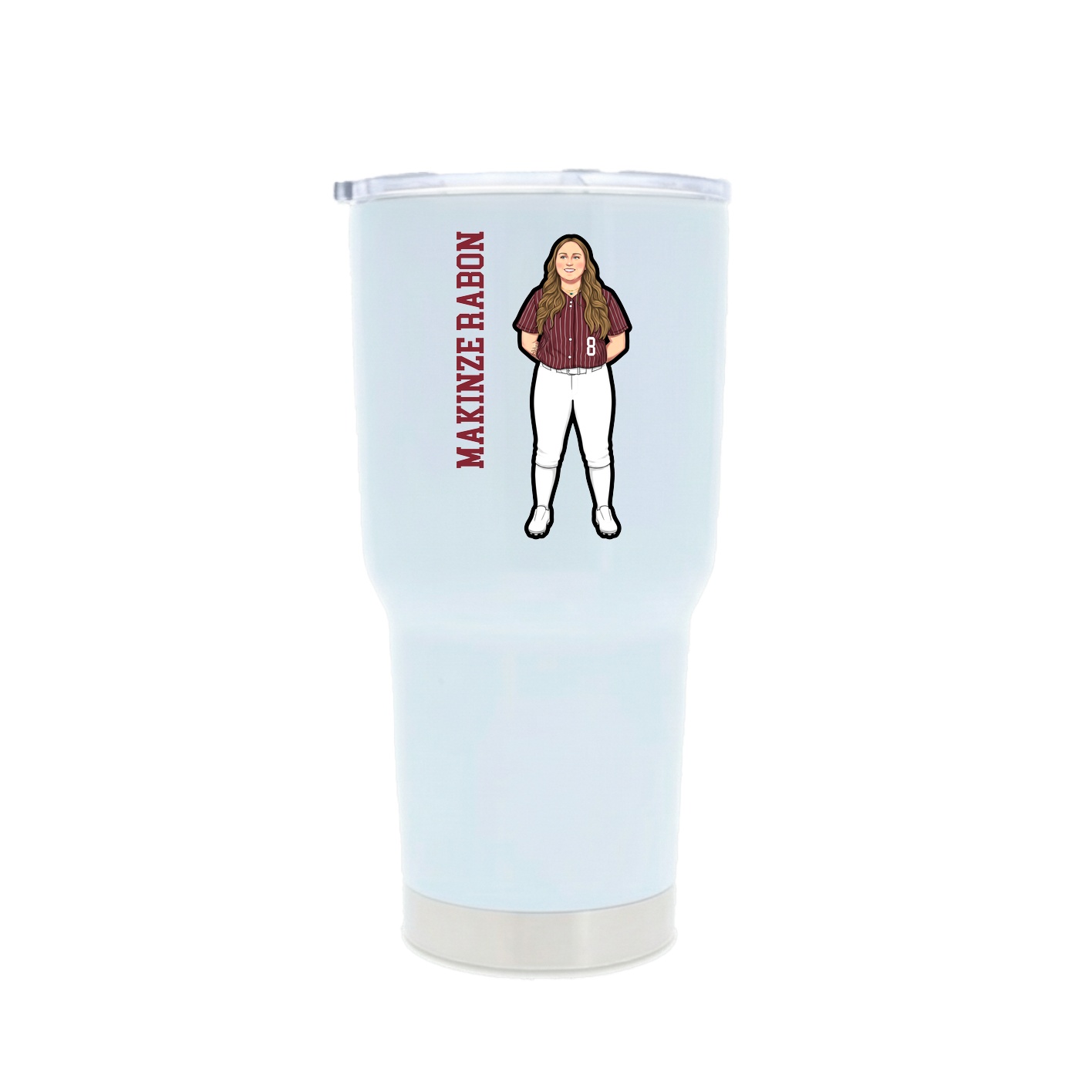 30oz Stainless Steel Tumbler — Name Vertical in White