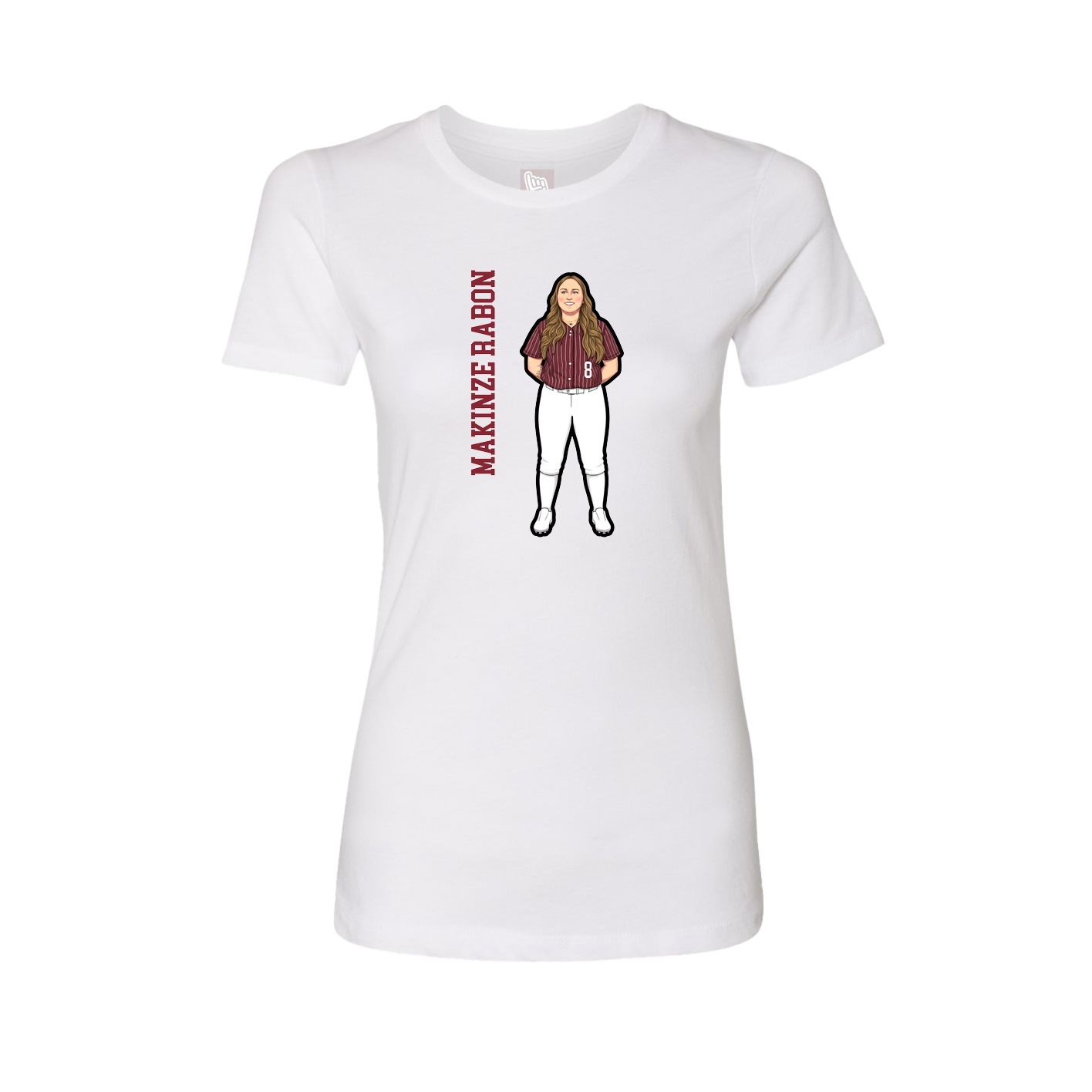 Fitted Women's Tee — Name Vertical in White