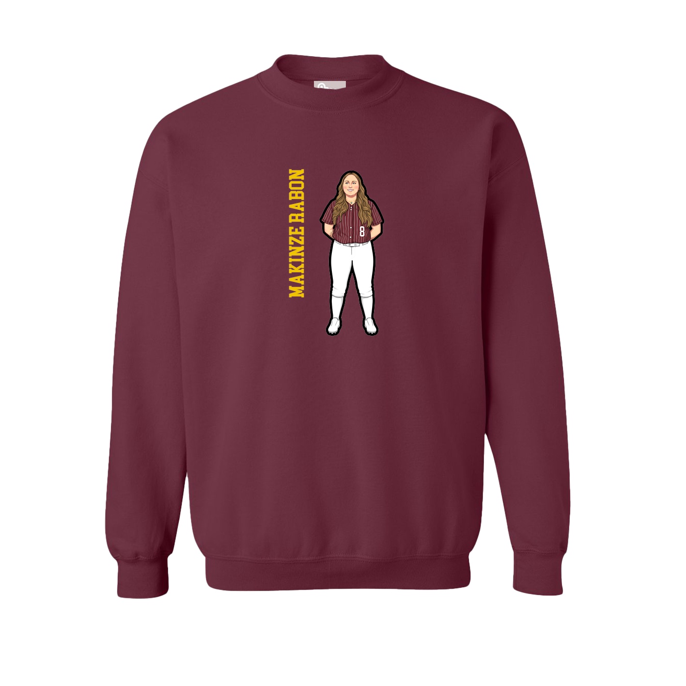 Fleece Crew — Name Vertical in Maroon