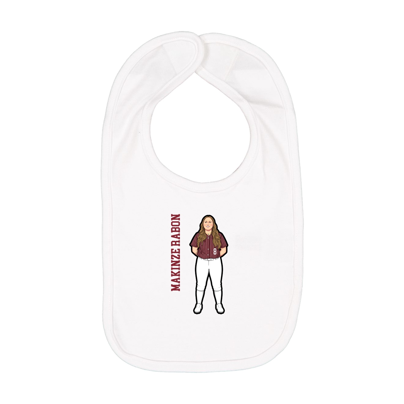 Infant Bib — Name Vertical in White