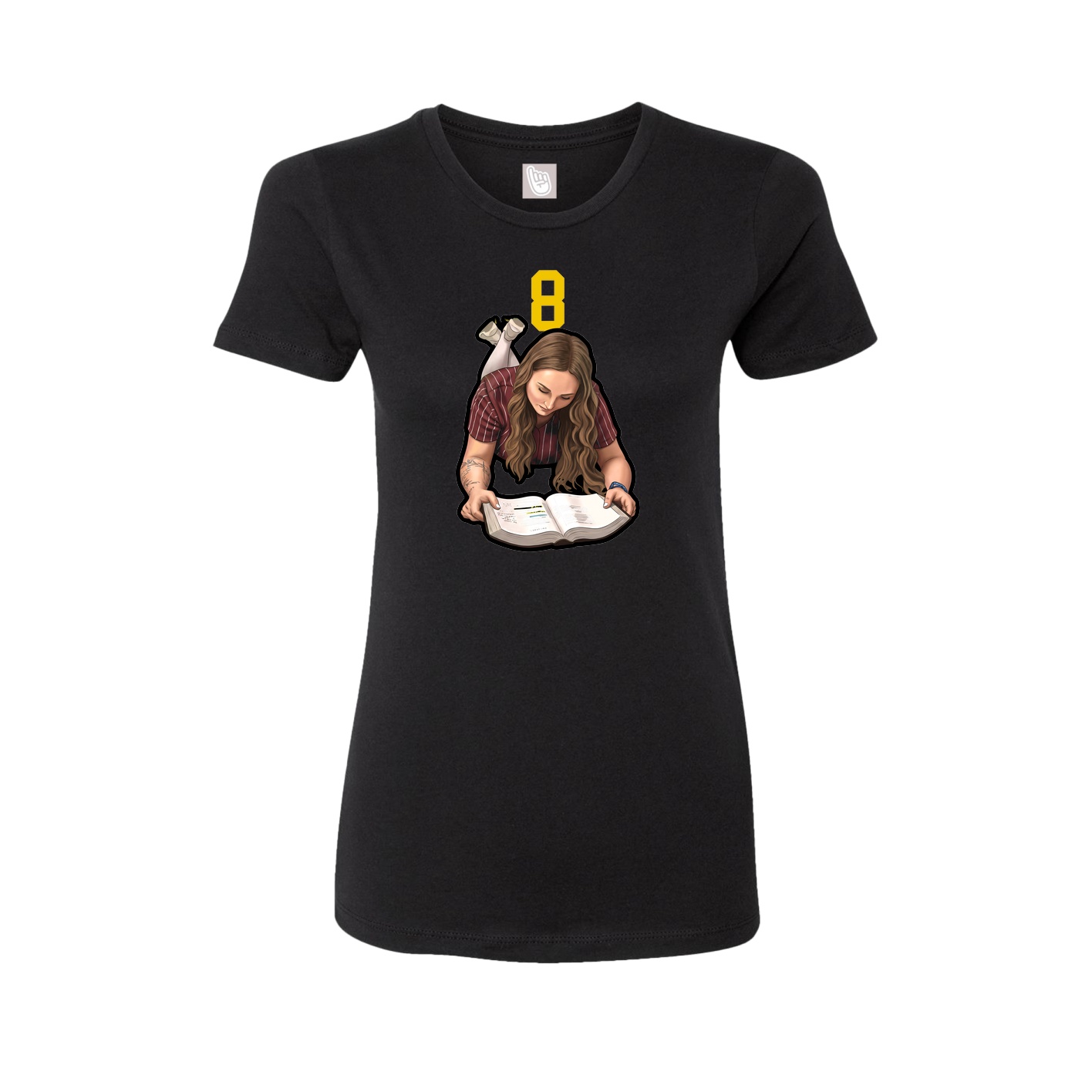 Fitted Women's Tee — Number Top in Black