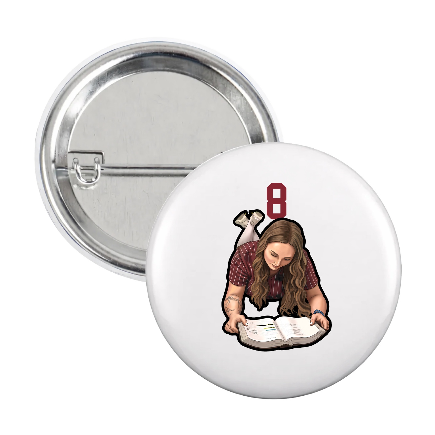 Game Day Button — Number Top in White
