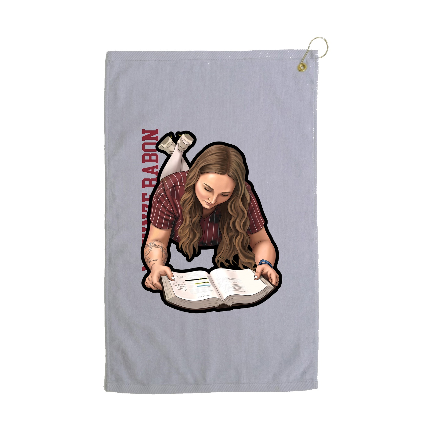 Golf Towel — Name Vertical in Grey