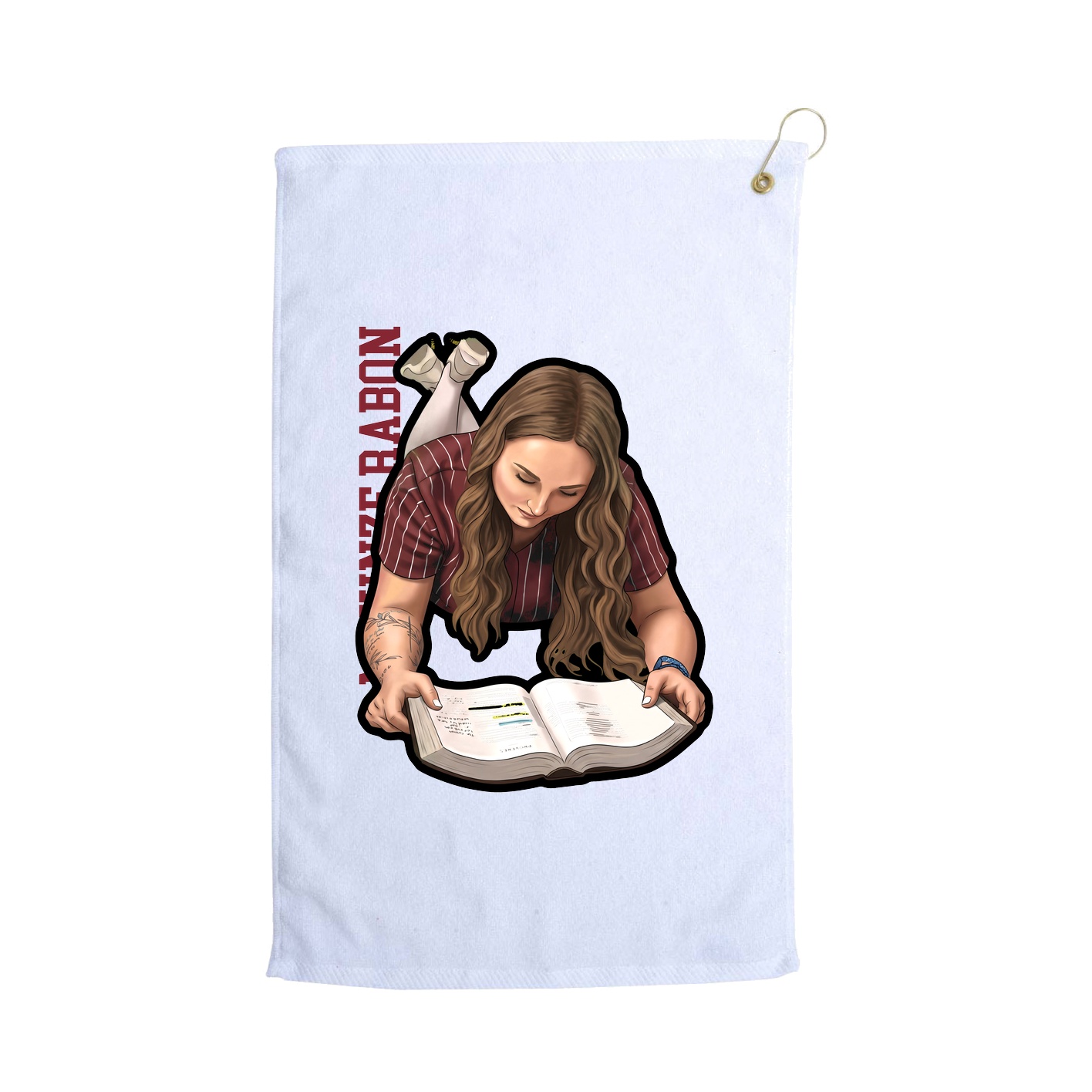 Golf Towel — Name Vertical in White